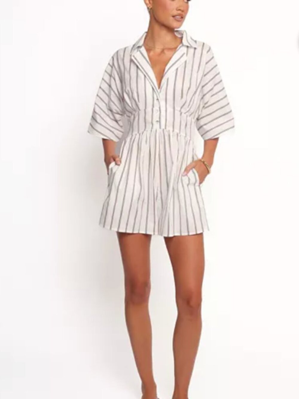 Petal & Pup Sonyalle Romper Blue Brown Stripe Cotton Playsuit